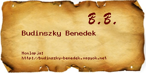 Budinszky Benedek névjegykártya